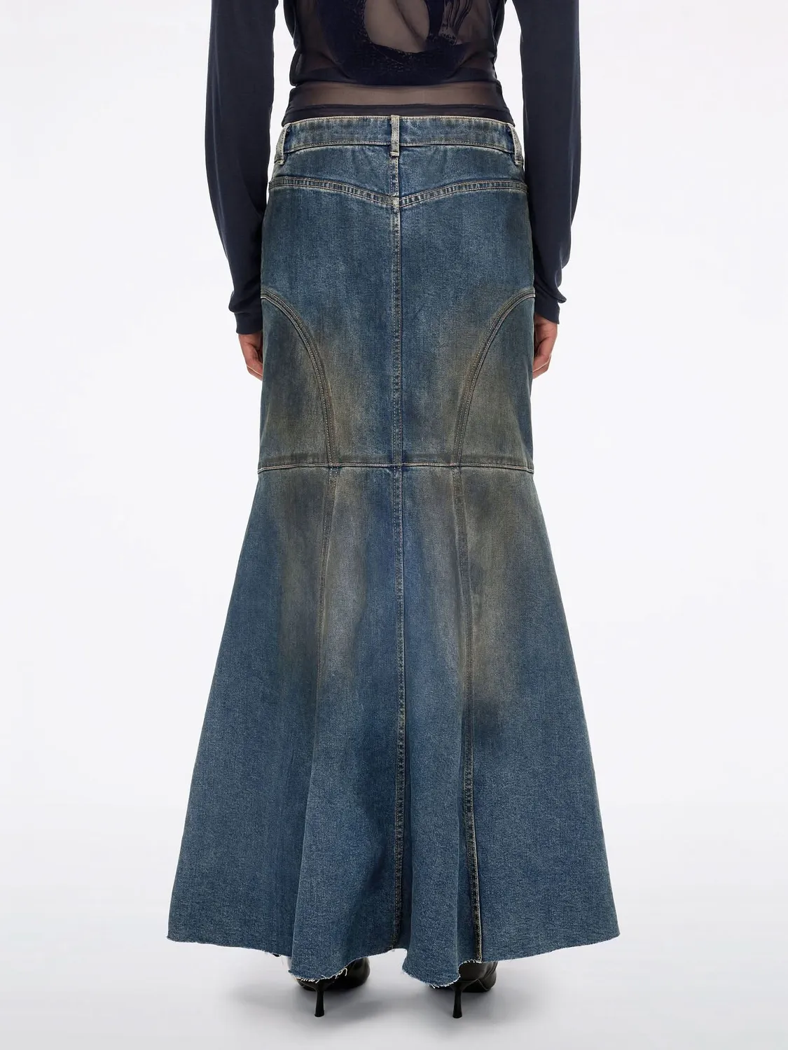Miss Sixty Mermaid denimnederdel blå slidt vask