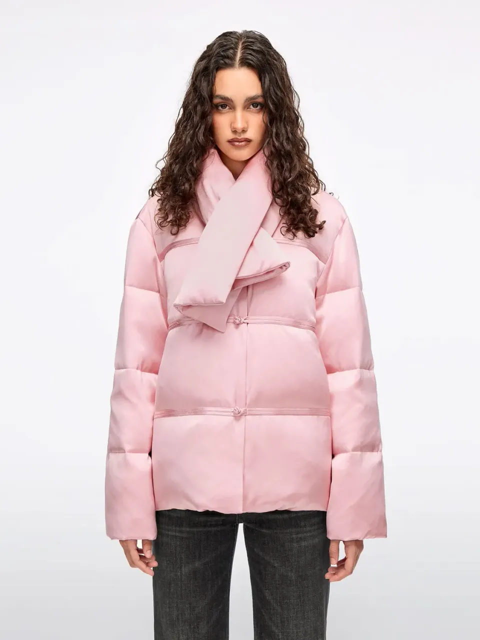 Miss Sixty satin dunjakke baby pink 90% gåsedun
