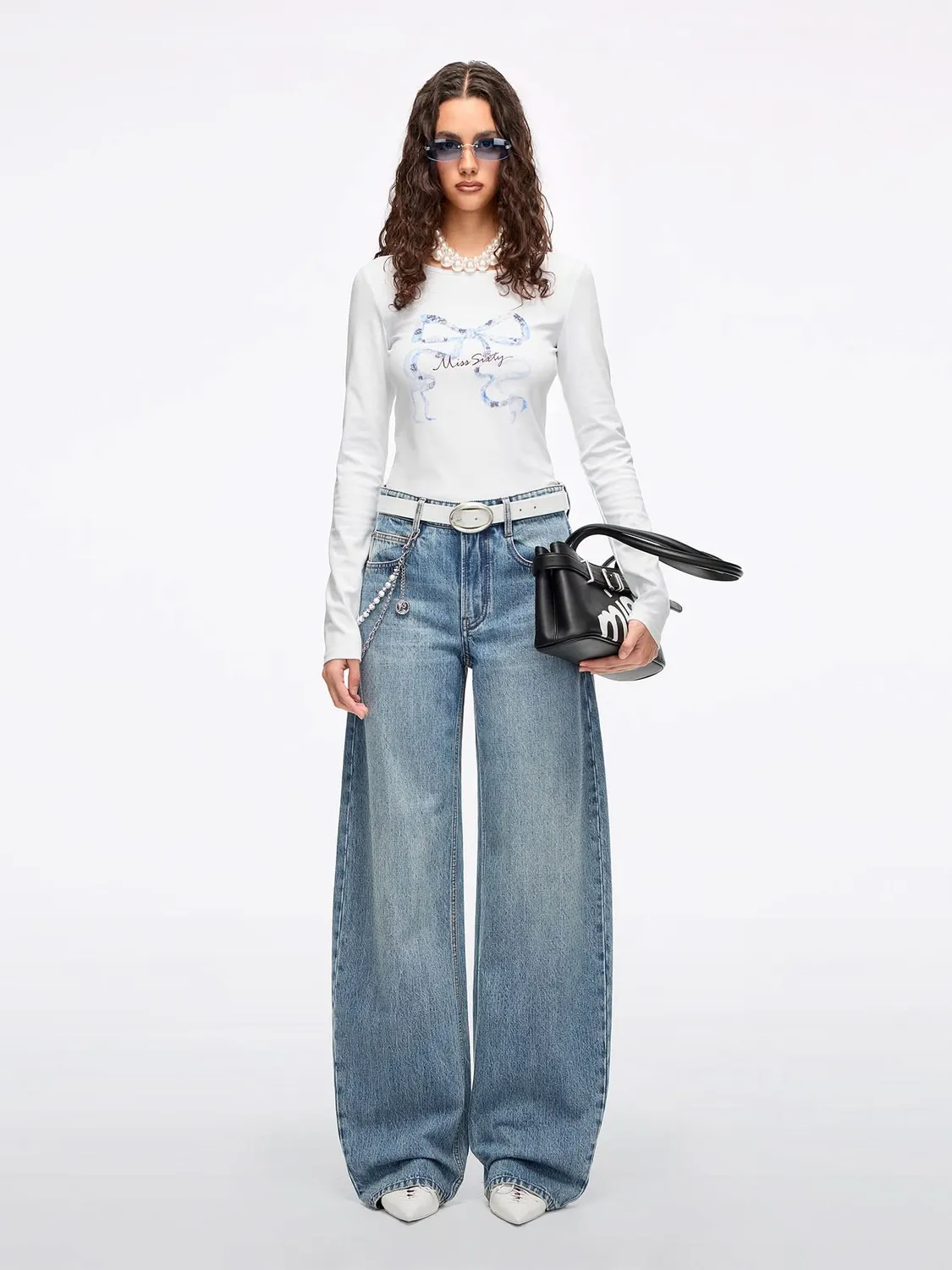 Miss Sixty Barrel jeans middle blue rhinsten tapered