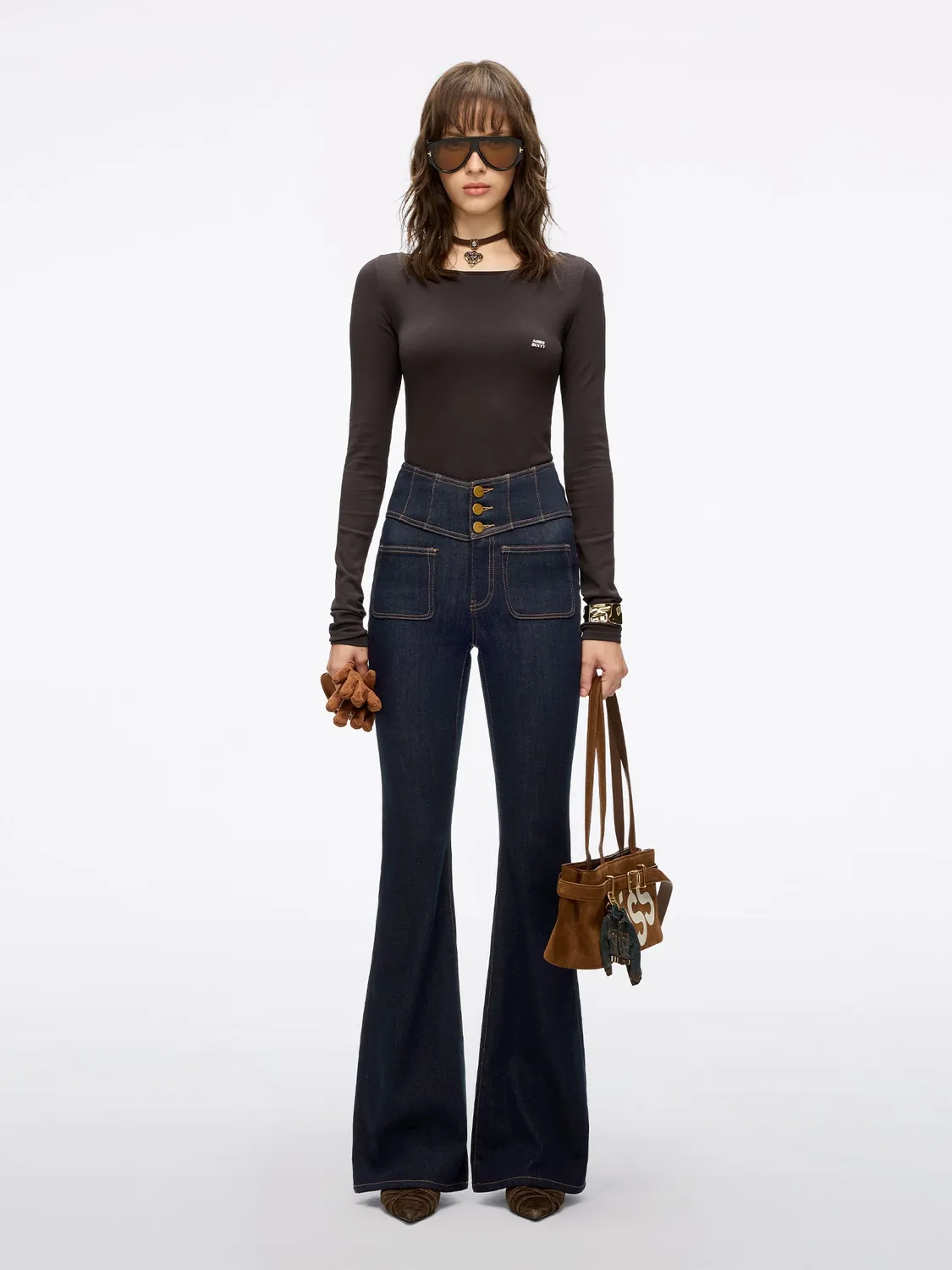 Miss Sixty Glenda Plus 5 flare jeans mørkeblå høj talje