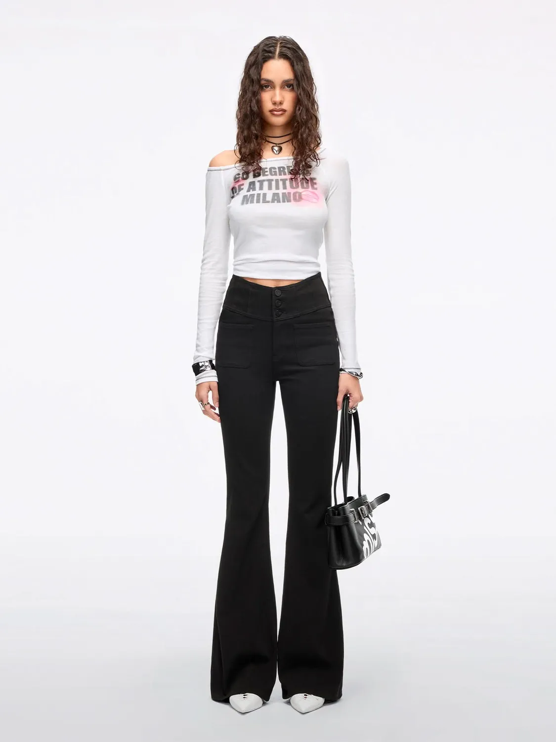 Miss Sixty Kiss Me 6M2SJ39400 t-shirt hvid cropped slim-fit