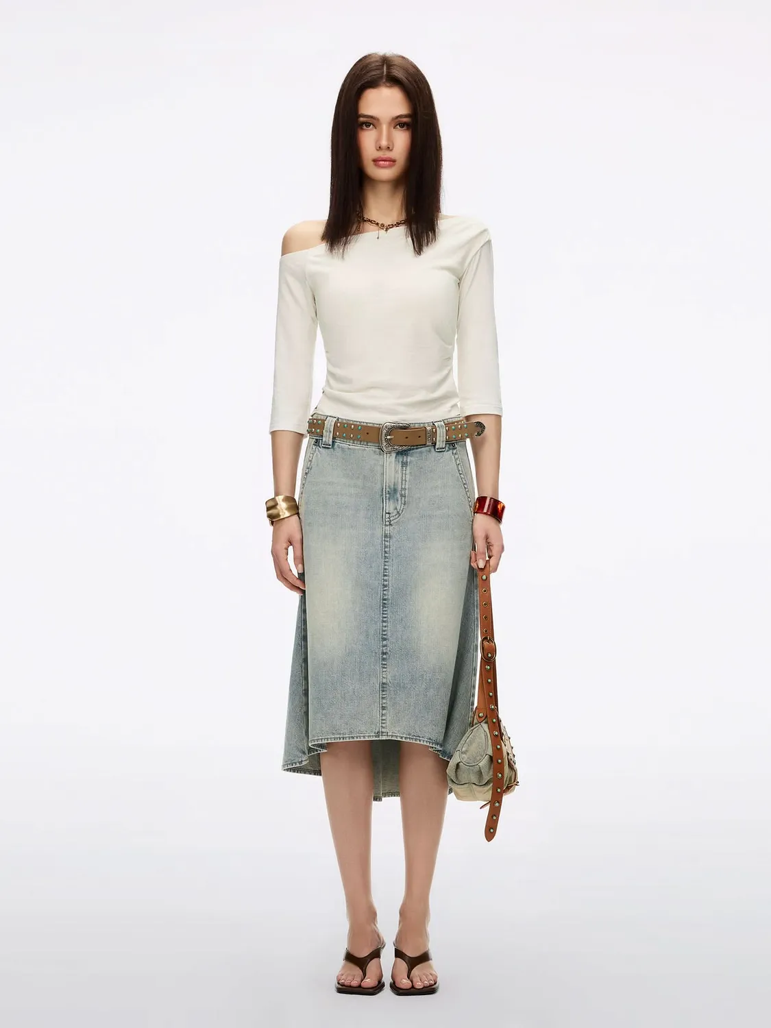 Miss Sixty Asymmetric Neck t-shirt offwhite slim
