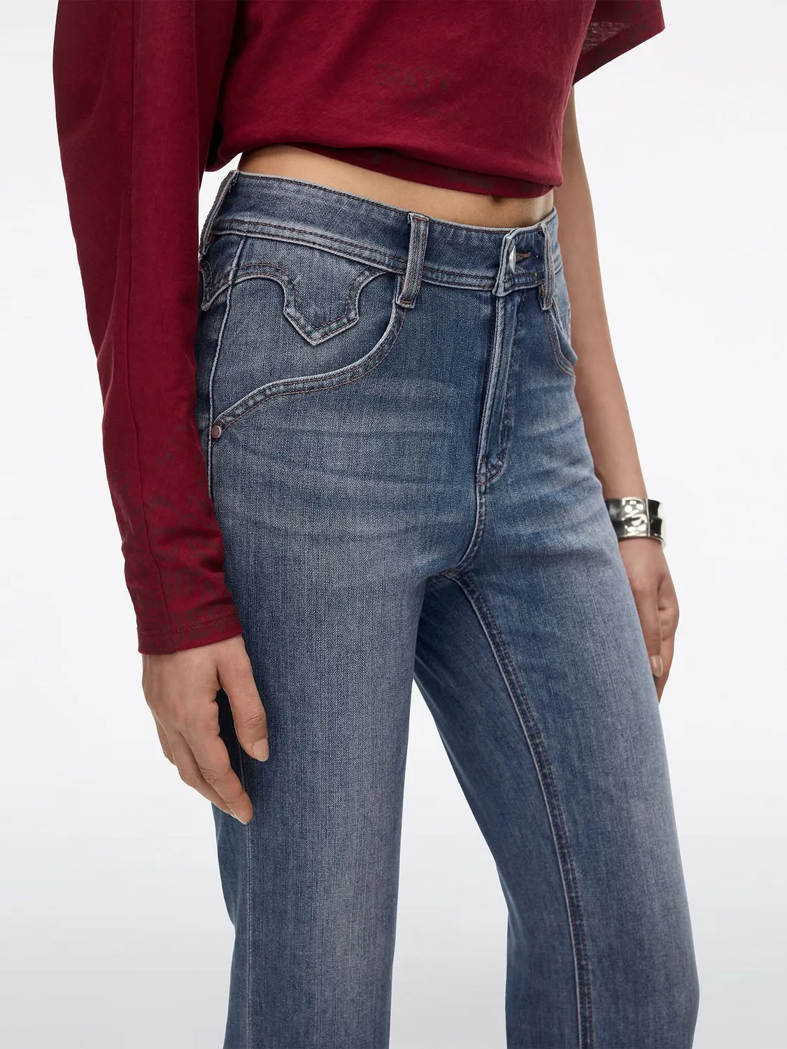 Miss Sixty Bella slim flare jeans mellemblå cropped
