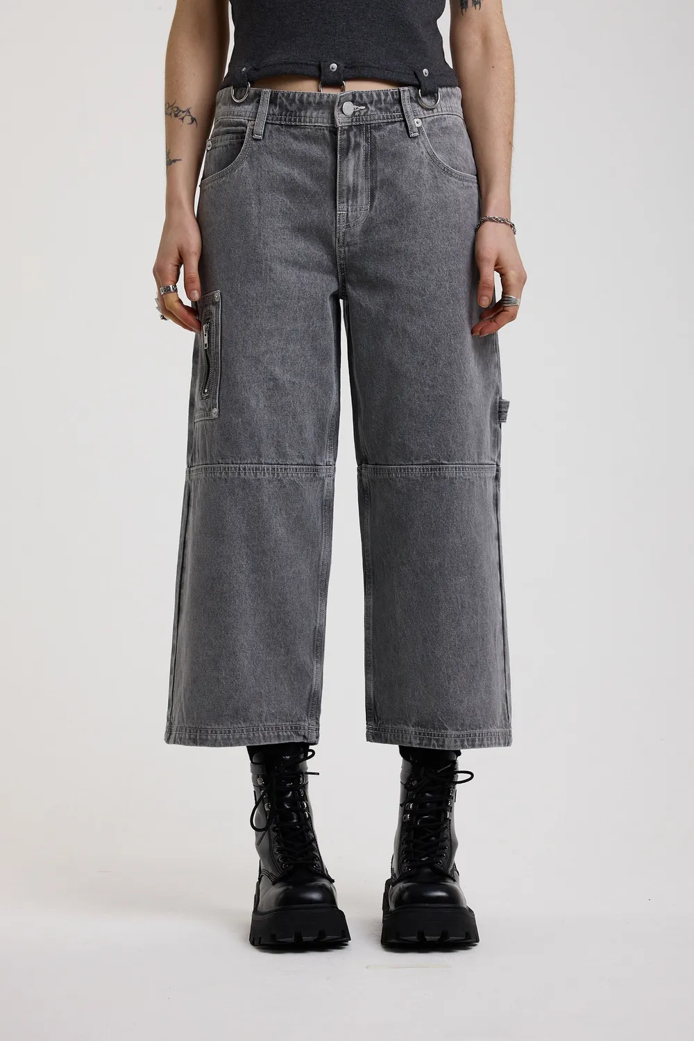 The Ragged Priest Rise Grey baggy jeans 24 grå cropped