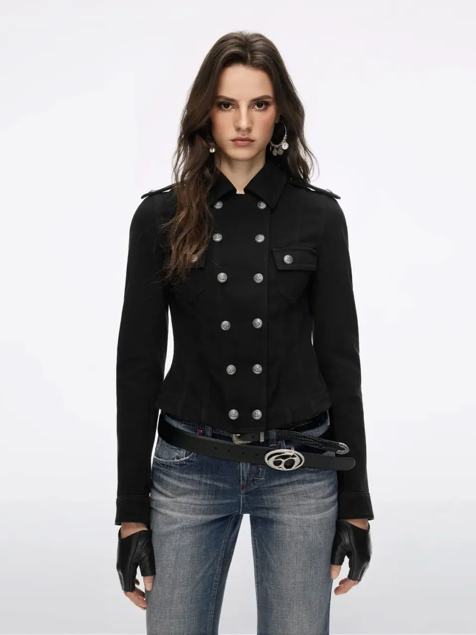 Miss Sixty Double-Breast Button Blazer blazer sort bomuld