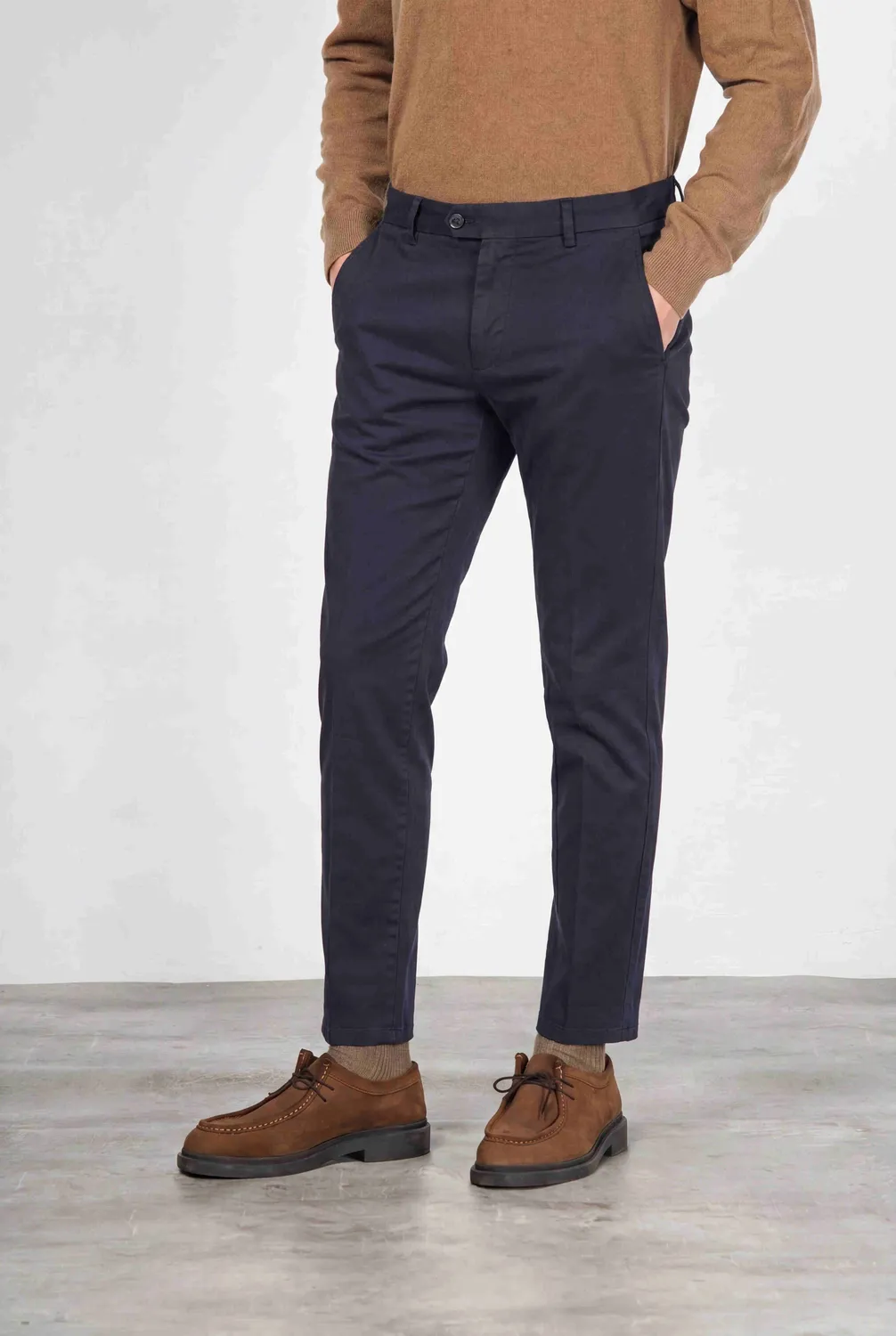 Mason's Torino Flex chinobukser natblå slim fit satin