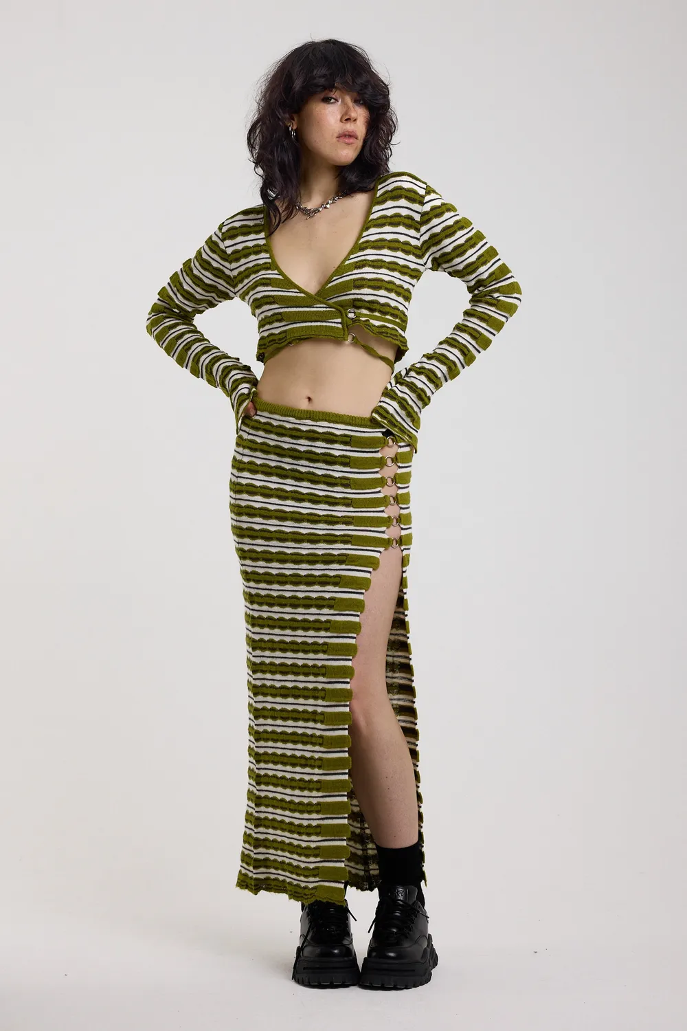 The Ragged Priest Singe Grunge Stripe slå-om top