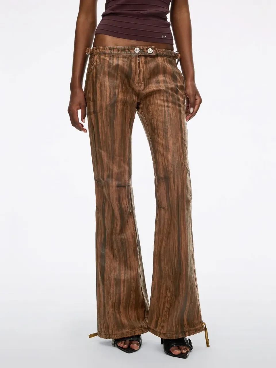 Miss Sixty Coated Flare jeans mørkebrun lav talje