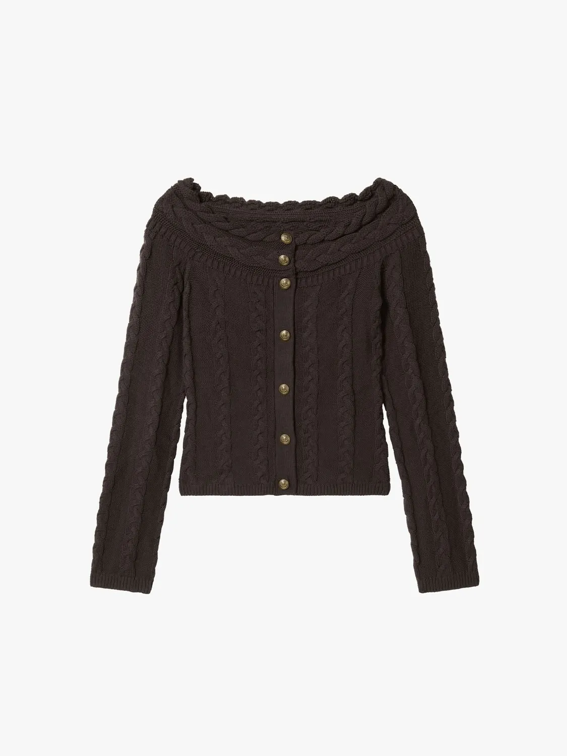 Miss Sixty cable-knit striktrøje brun – cropped tæt fit