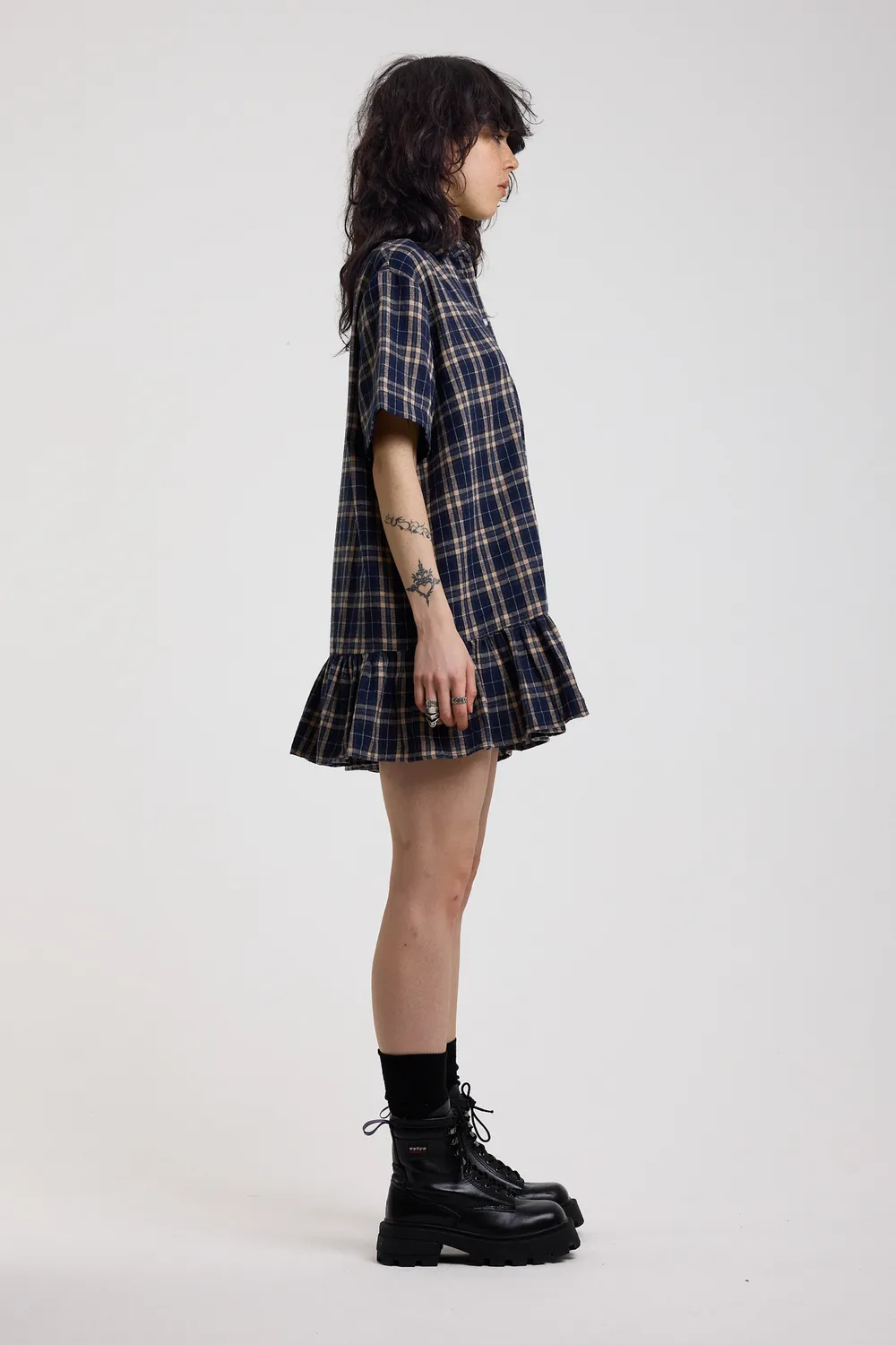 The Ragged Priest Drill Tartan minikjole blå tern