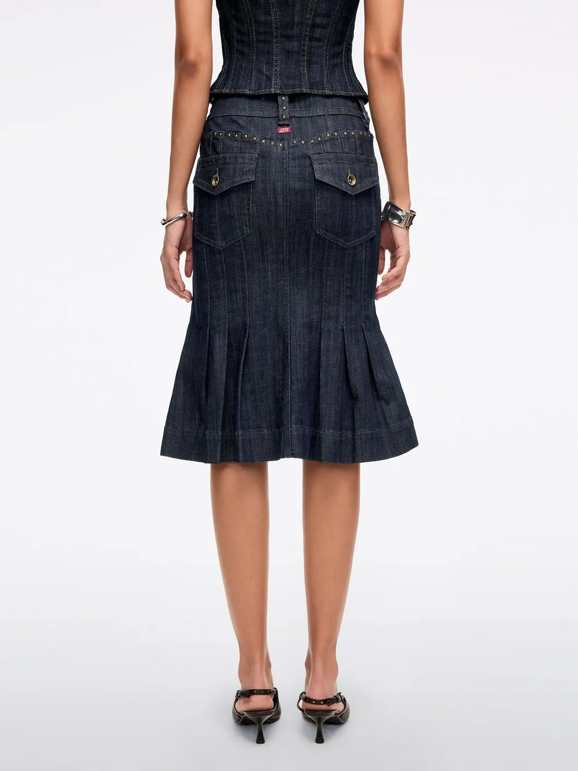 Miss Sixty Mermaid denimnederdel mørkeblå midi