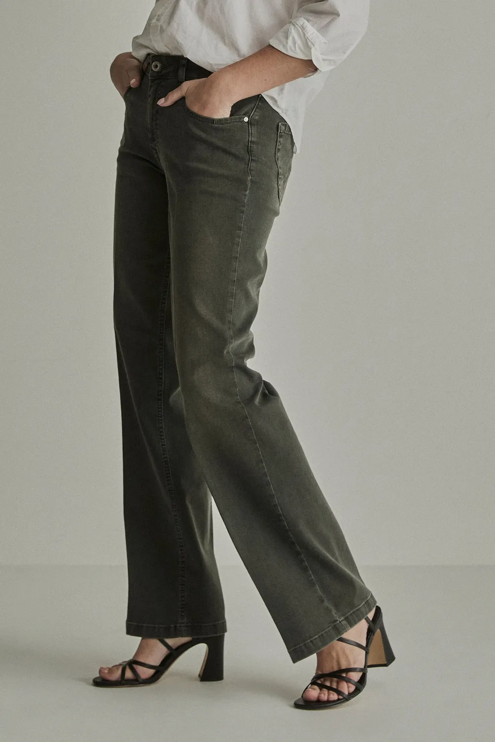 Para Mi Eve Vintage Denim jeans green smoke wide