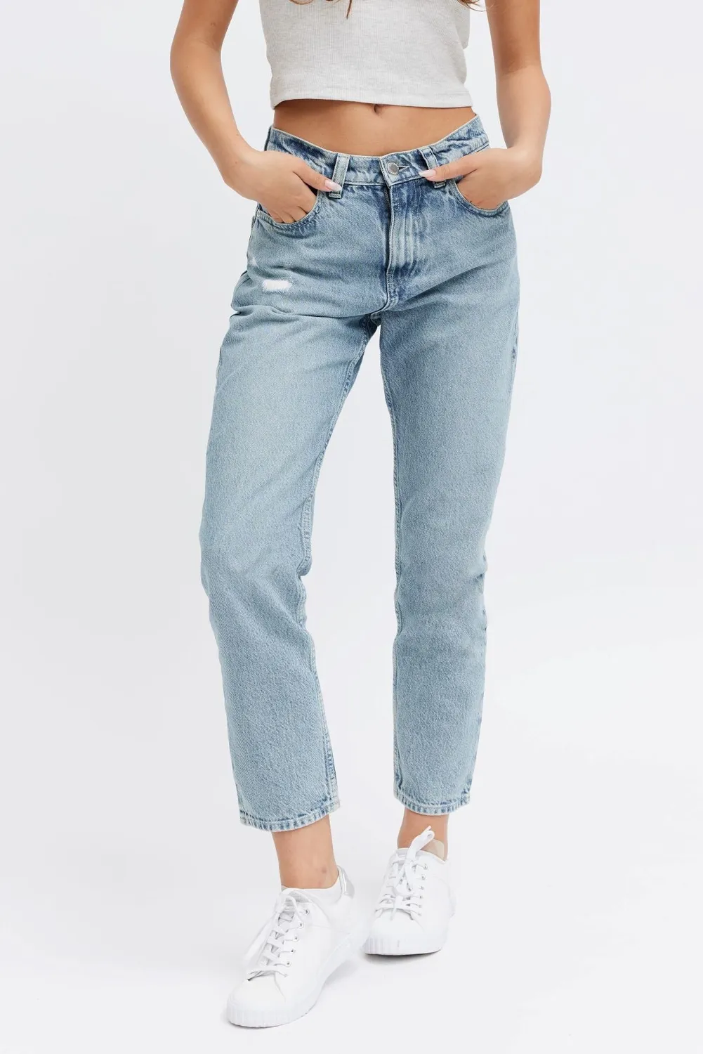 Organsk Aqua Shorty jeans W28 L27 turkis høj talje