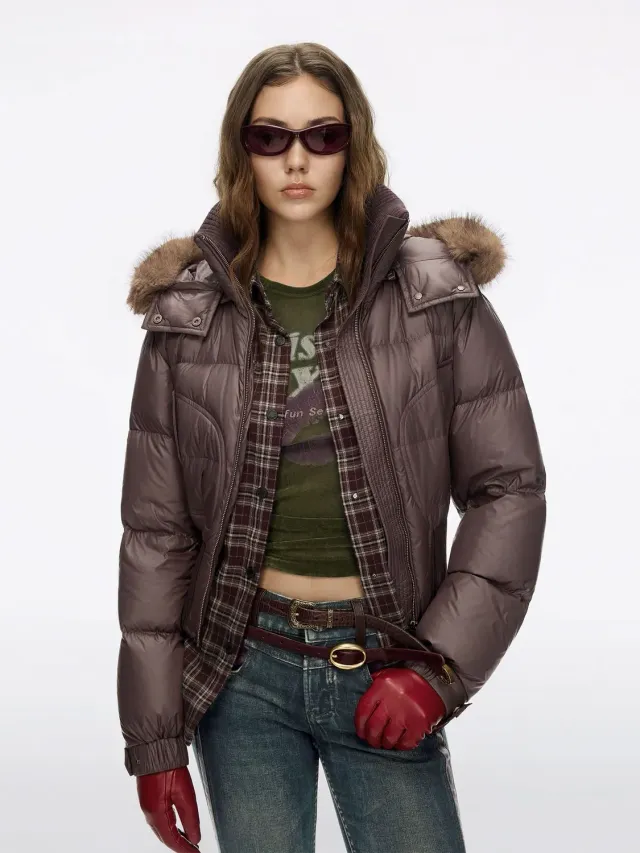 Miss Sixty Faux Fur Dunjakke mørkerød 90% dun