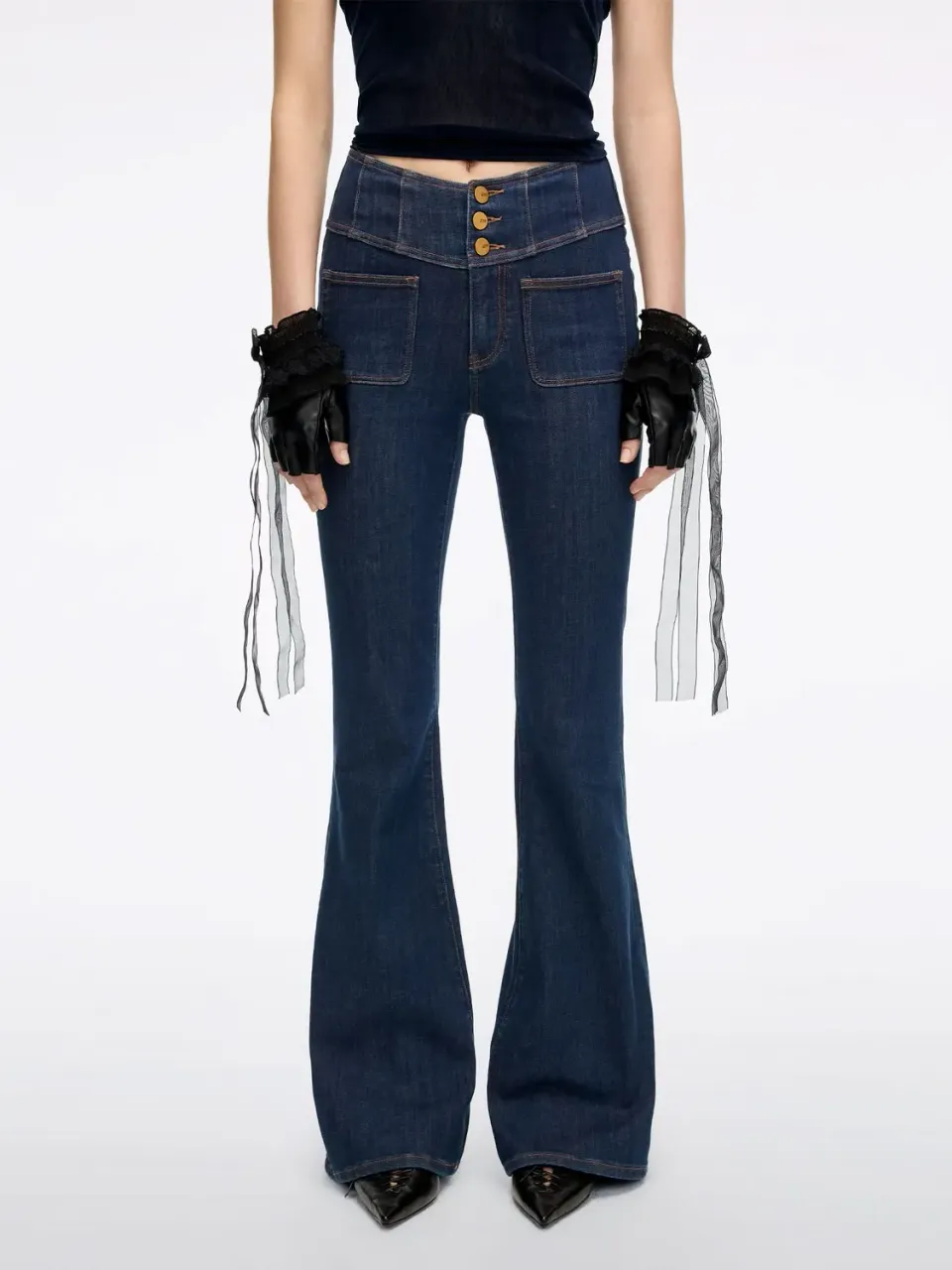 Miss Sixty Glenda Plus 5 flare jeans mørkeblå stretch