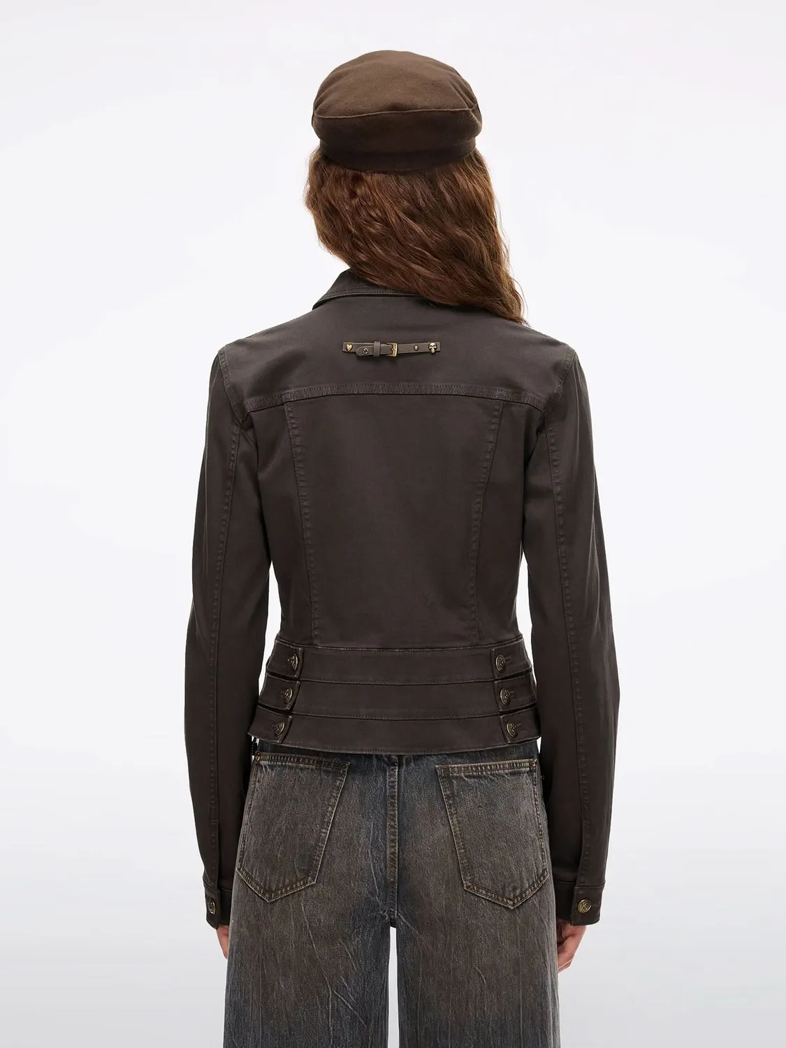 Miss Sixty Leather-Buckle jakke støvet rosa stretch