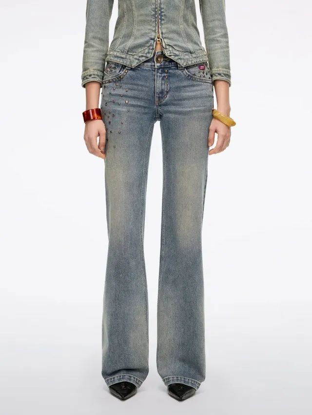 Miss Sixty studded flare jeans vintage dark blue