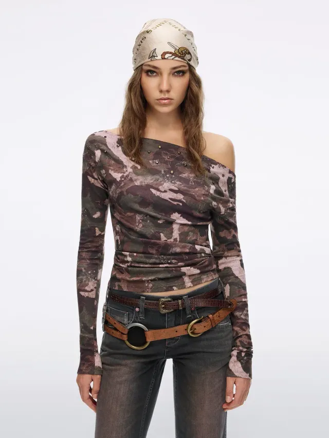 Miss Sixty 6M3SJ11900Z02 langærmet bluse camo nitter