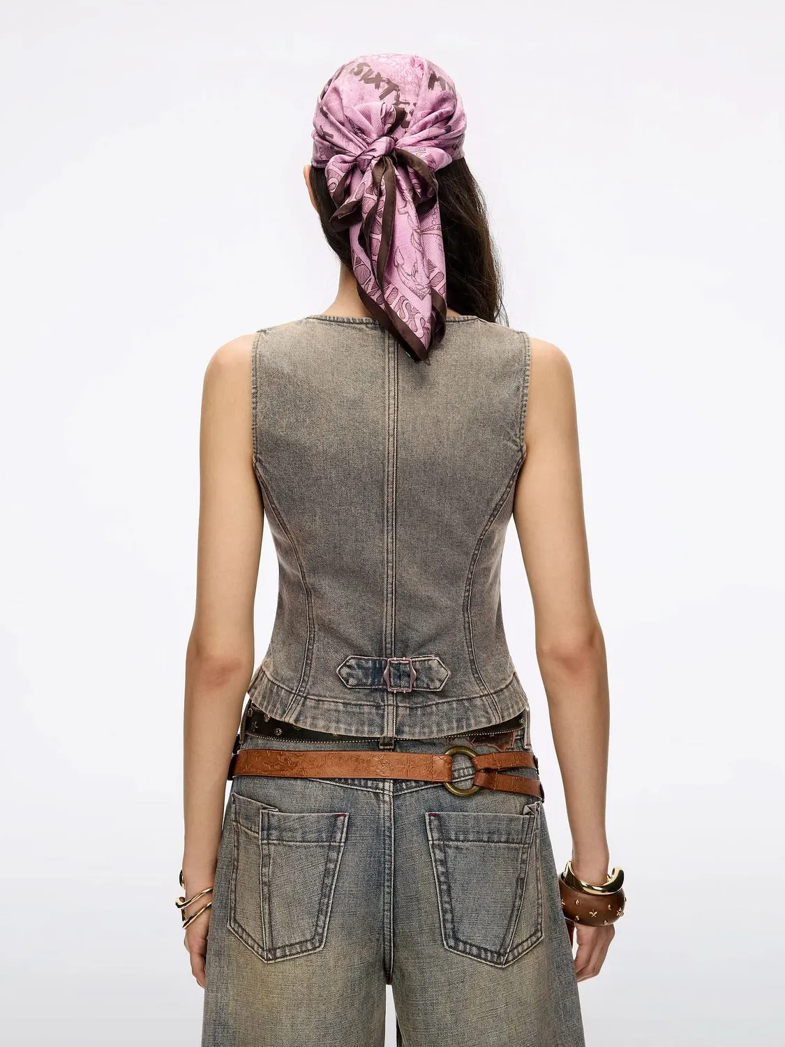 Miss Sixty Distressed denimvest blå cropped