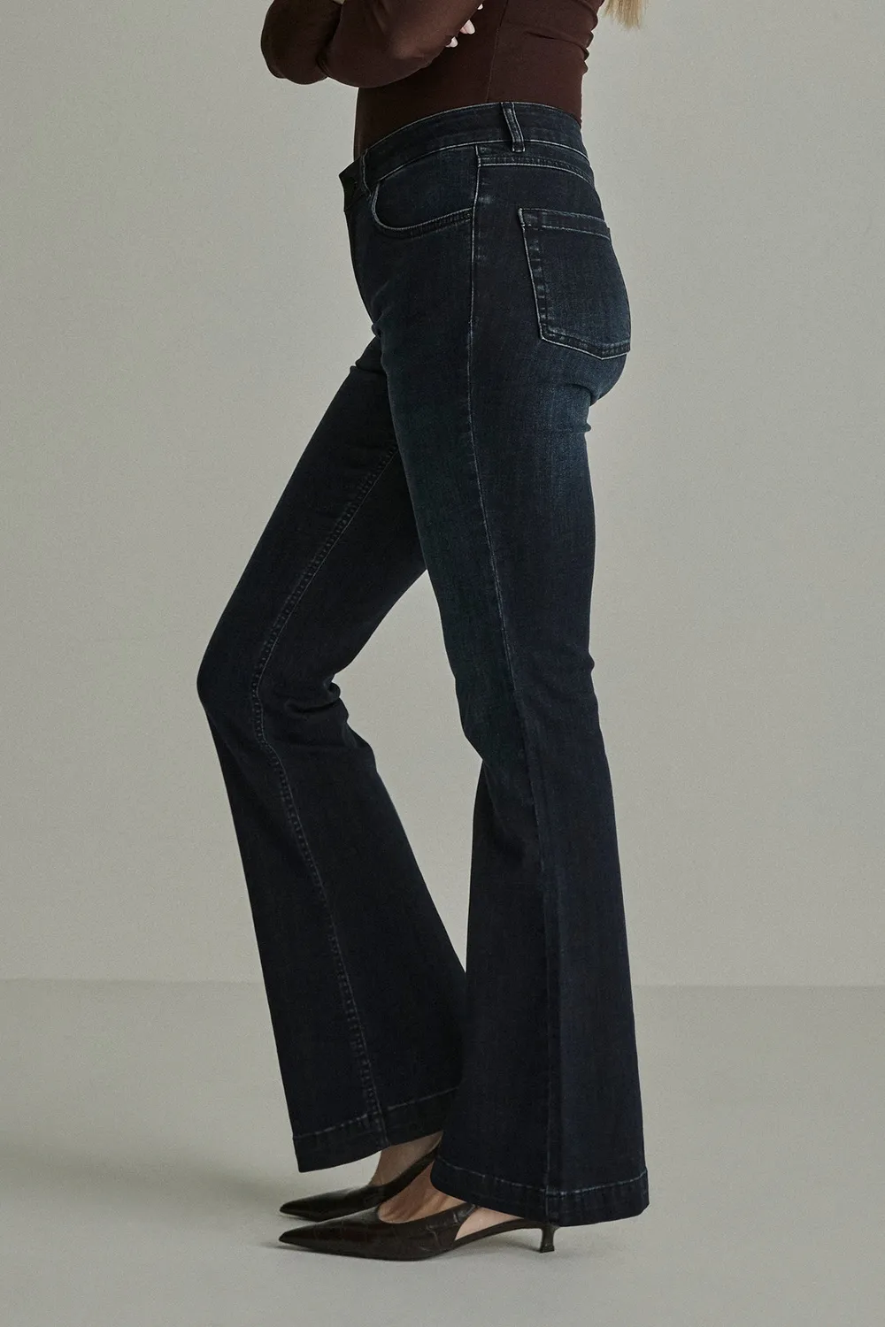 Para Mi Jade flare jeans blue black høj talje str 32