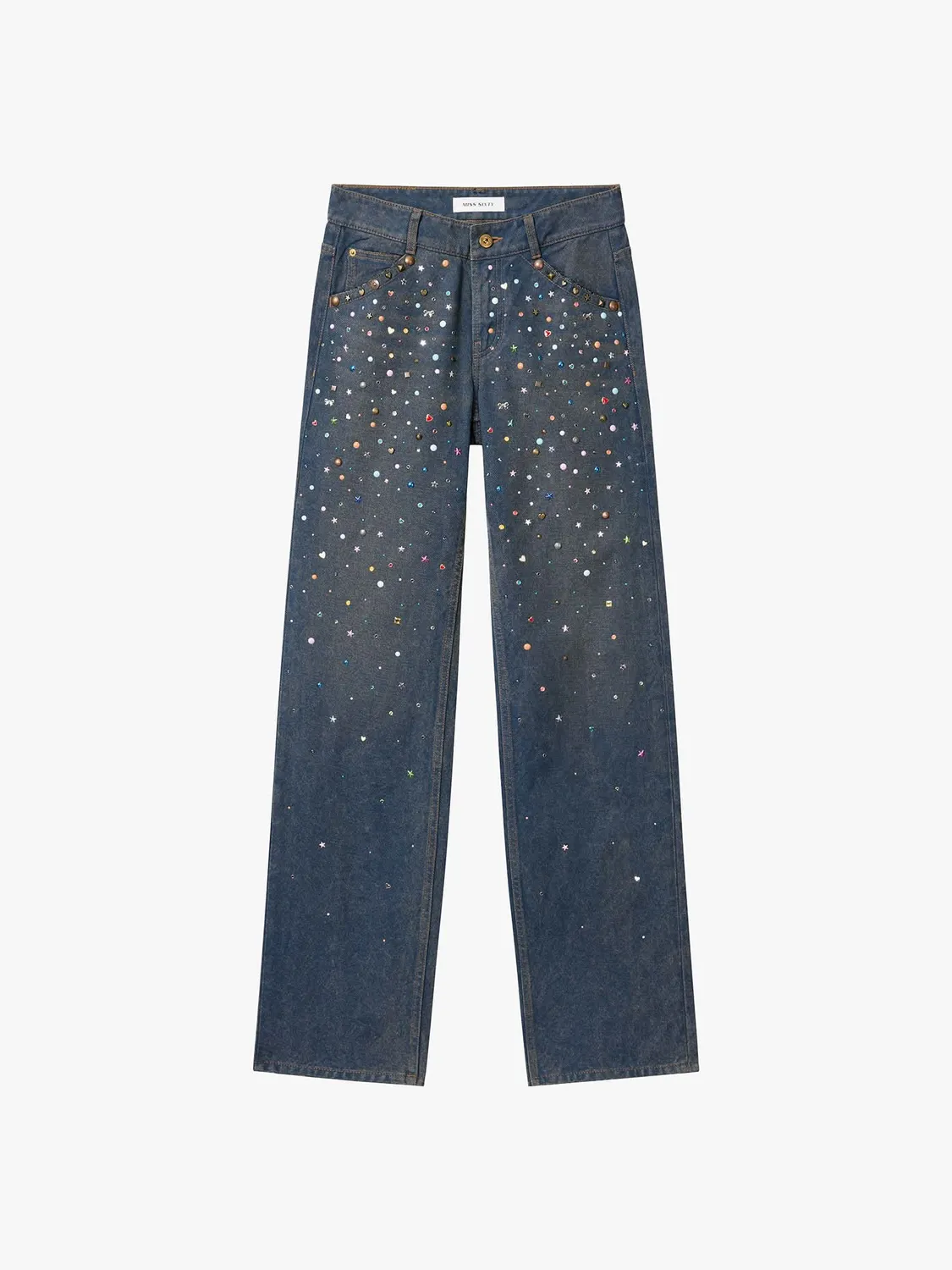 Miss Sixty Atelier straight jeans middle blue rhinsten