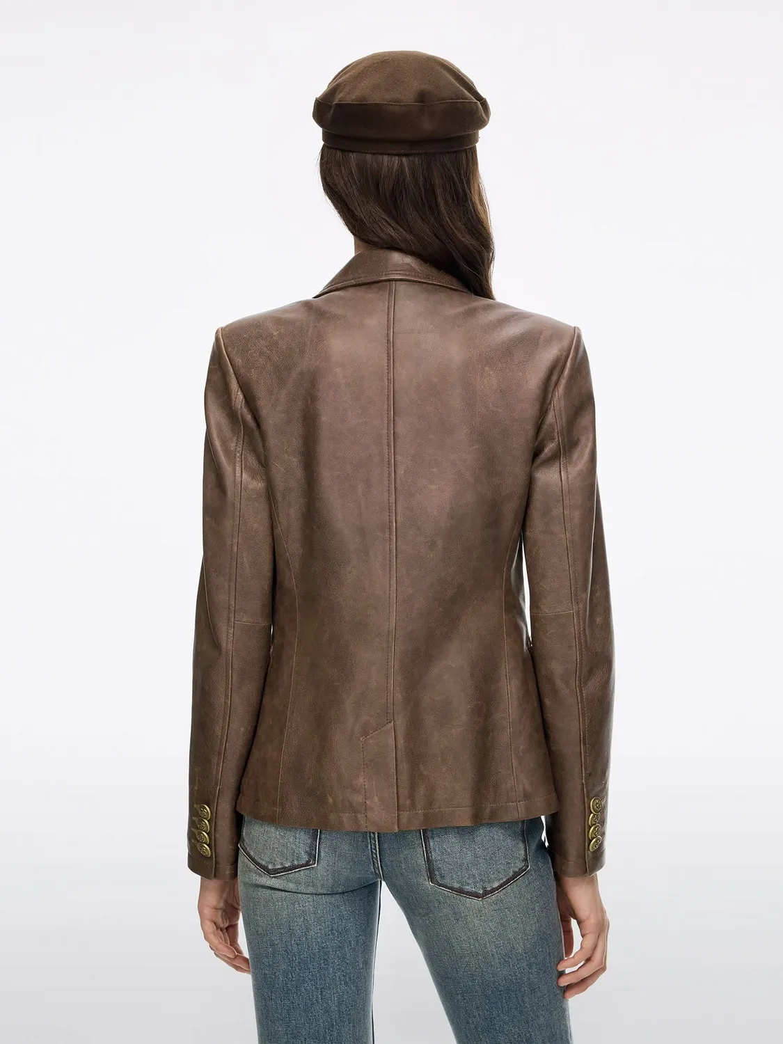 Miss Sixty Buttoned Læderjakke vintage brun ruskind