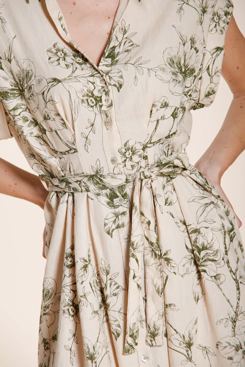 Mason's Yoko kjole beige blomstret hør