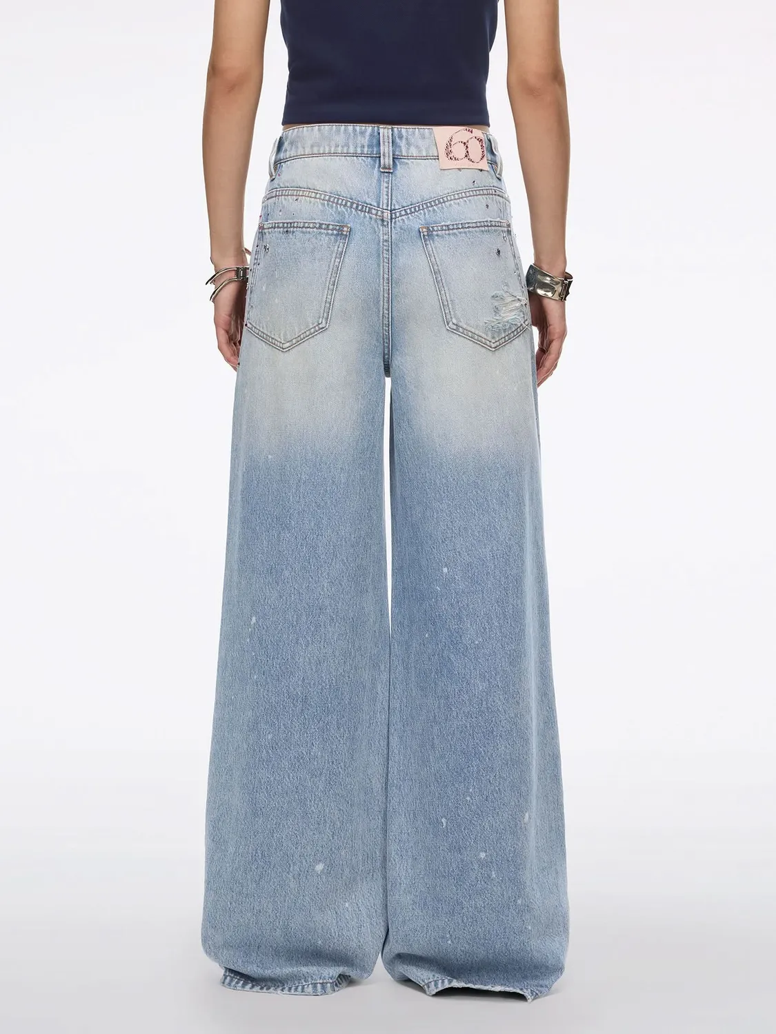 Miss Sixty Rhinestone straight jeans middle blue huller