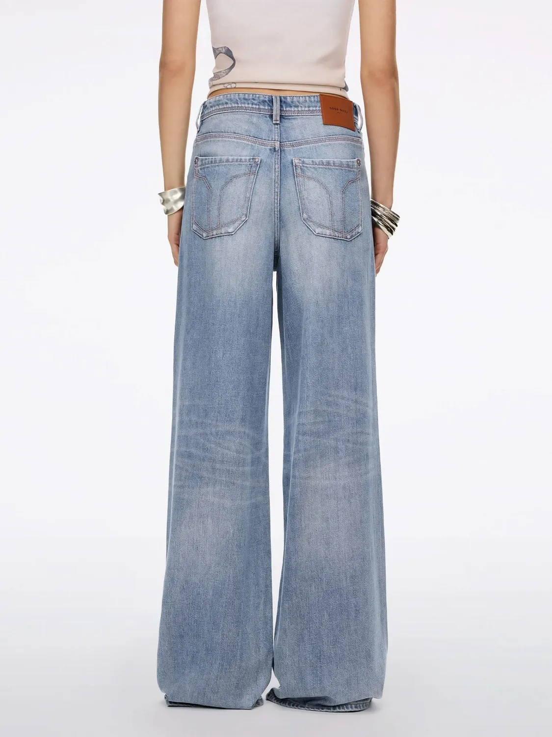 Miss Sixty Jasmine wide leg jeans mellemblå hørblanding