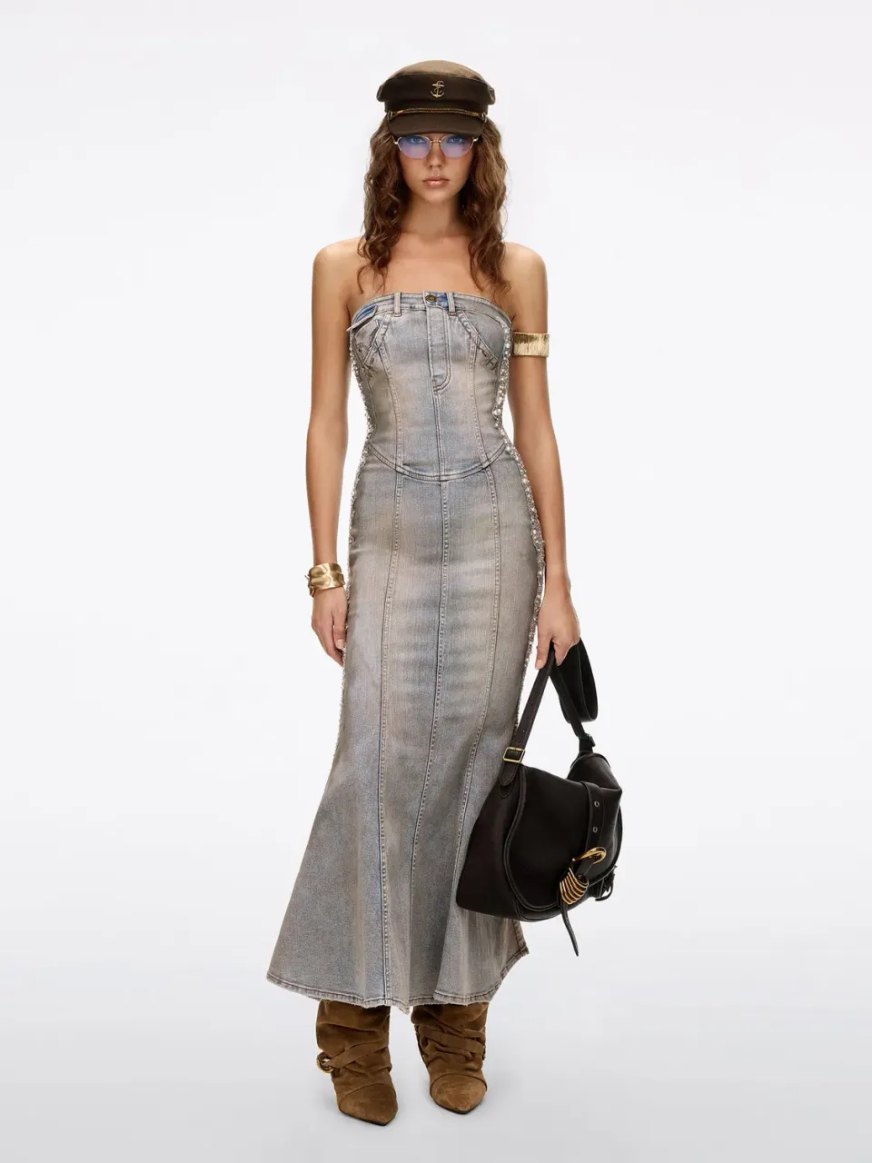 Miss Sixty Atelier denimkjole retroblå perler
