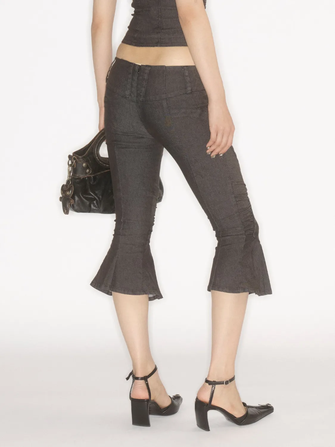 Miss Sixty Slit Flare Capri Pants sort stretch