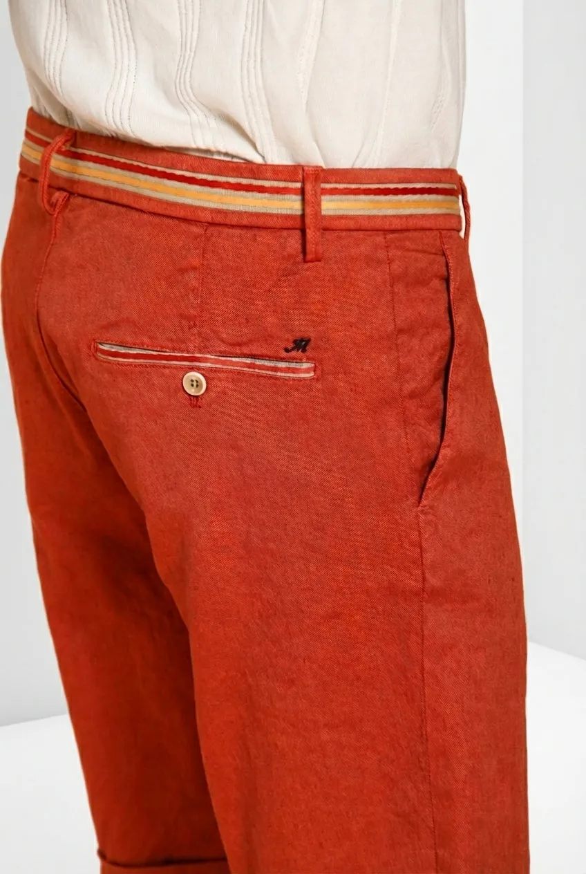 Mason's Torino Oxford bermuda teglrød hør slim