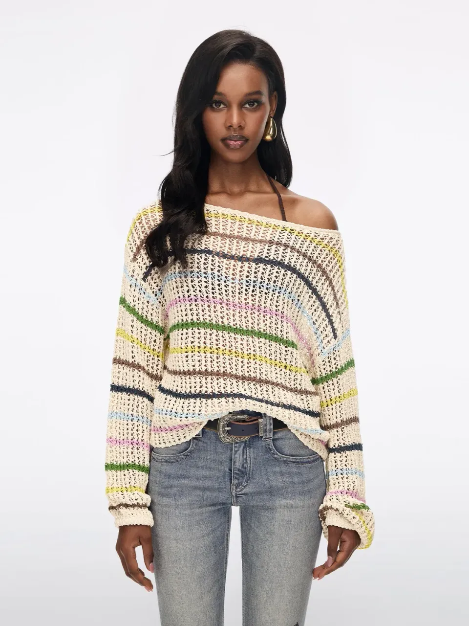 Miss Sixty stribet striktrøje multicolour bomuld
