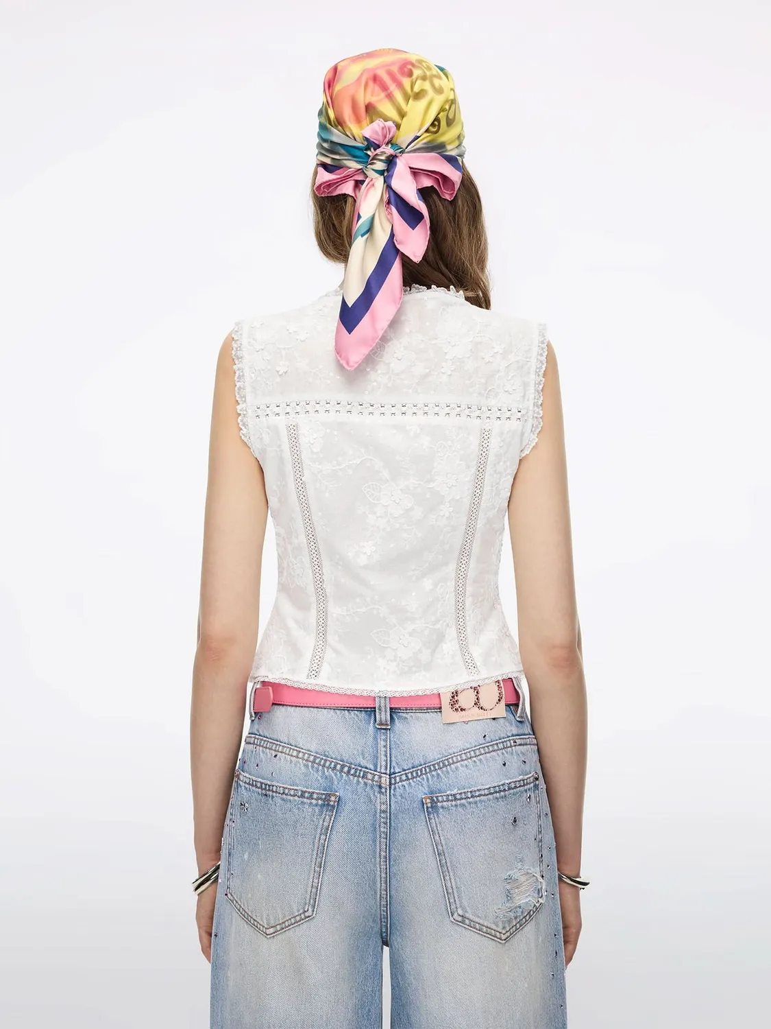 Miss Sixty Sequin Embroidered skjorte White palietter
