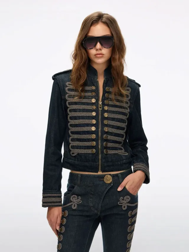 Miss Sixty Napoleon denimjakke denimblå cropped