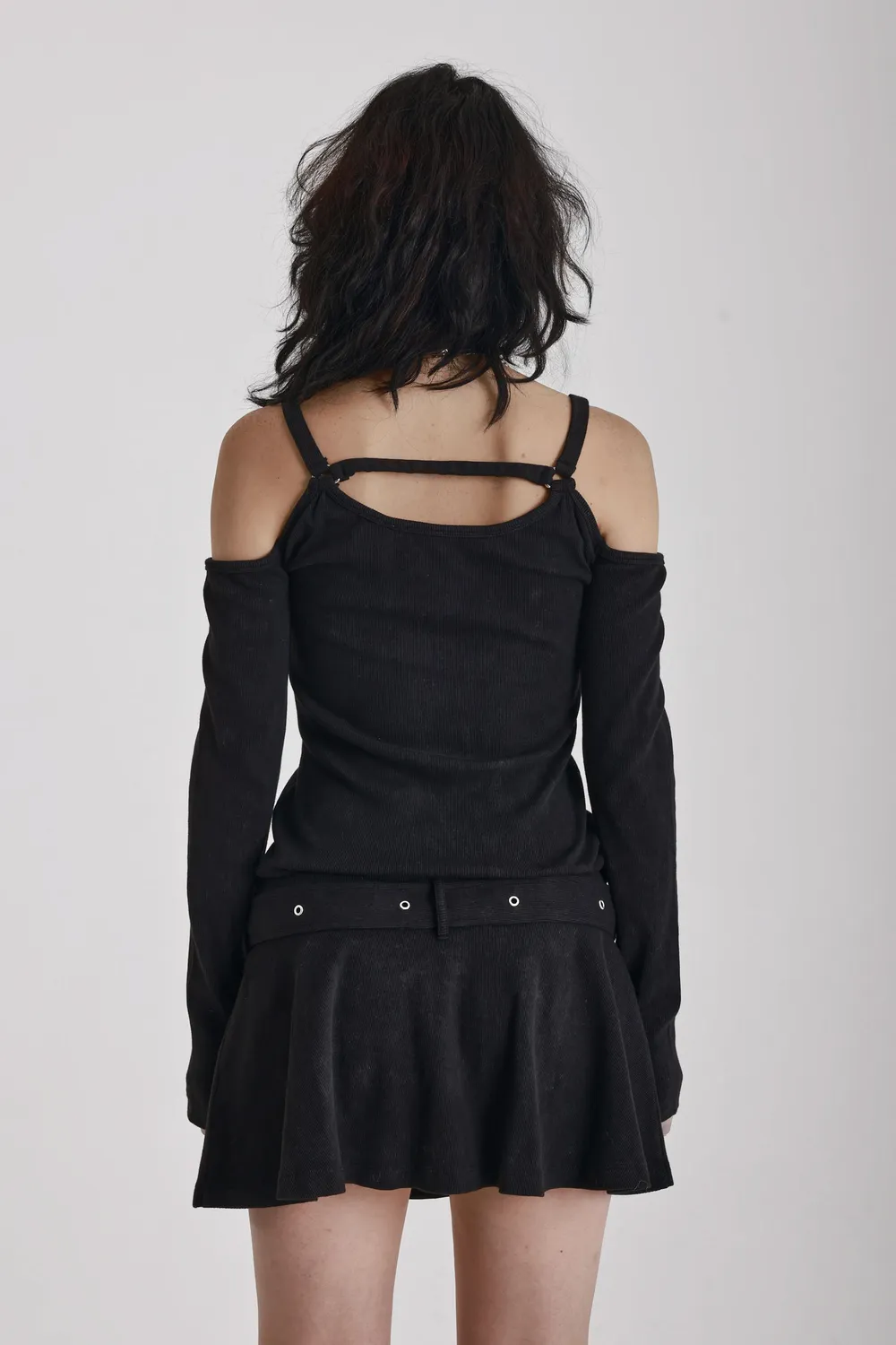 THE RAGGED PRIEST Skin Harware Off Shoulder minikjole sort