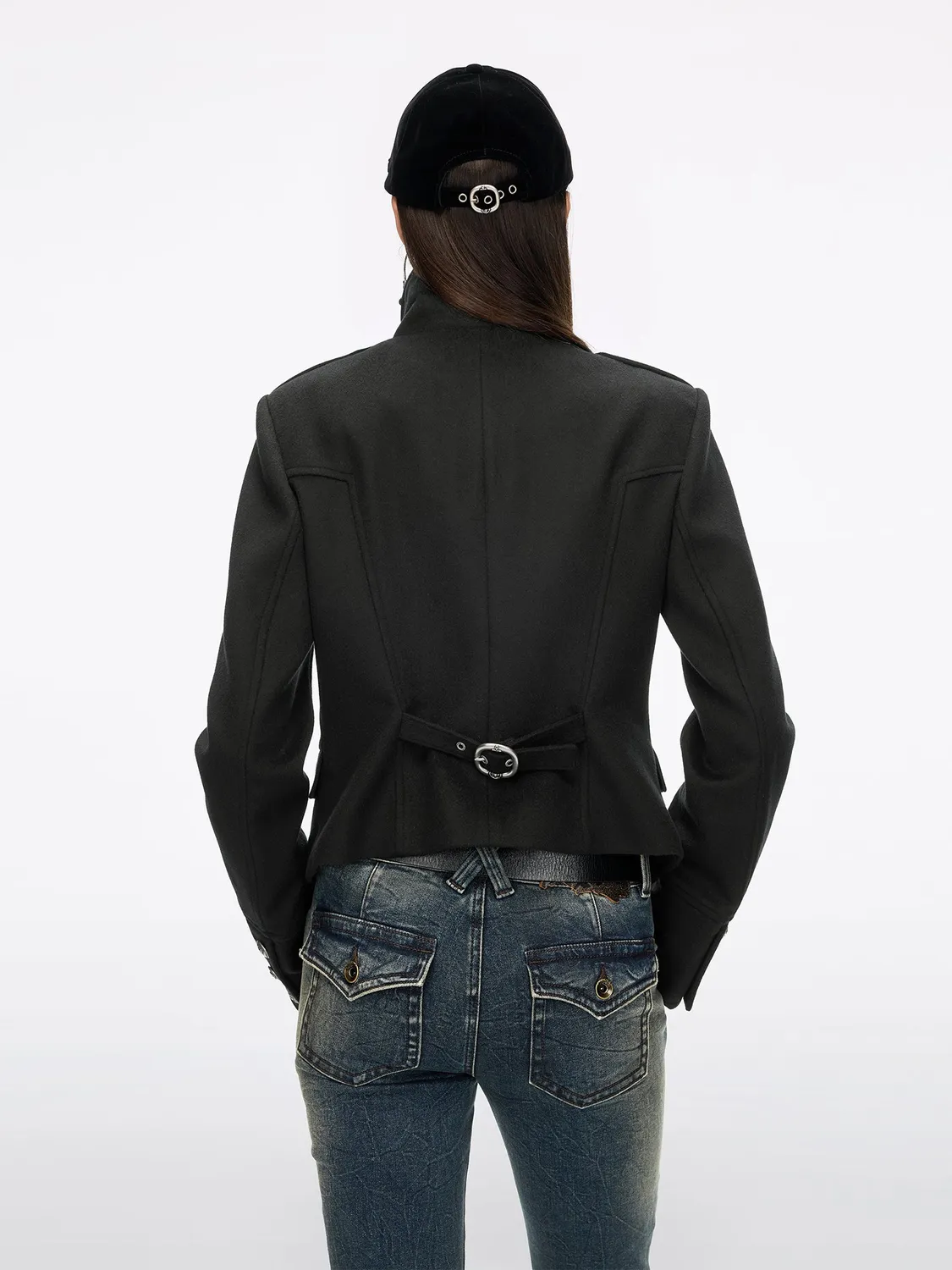 Miss Sixty dobbeltradet cashmere frakke sort