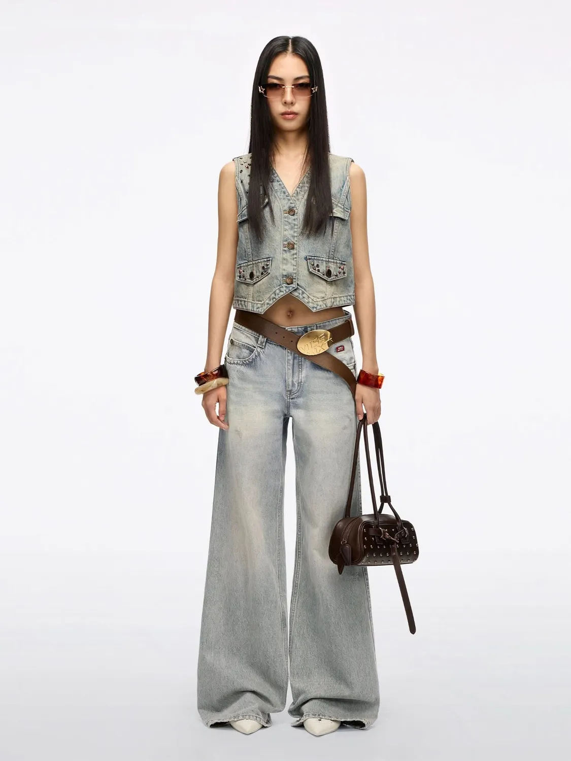 Miss Sixty Distressed Flare jeans lyseblå slidset