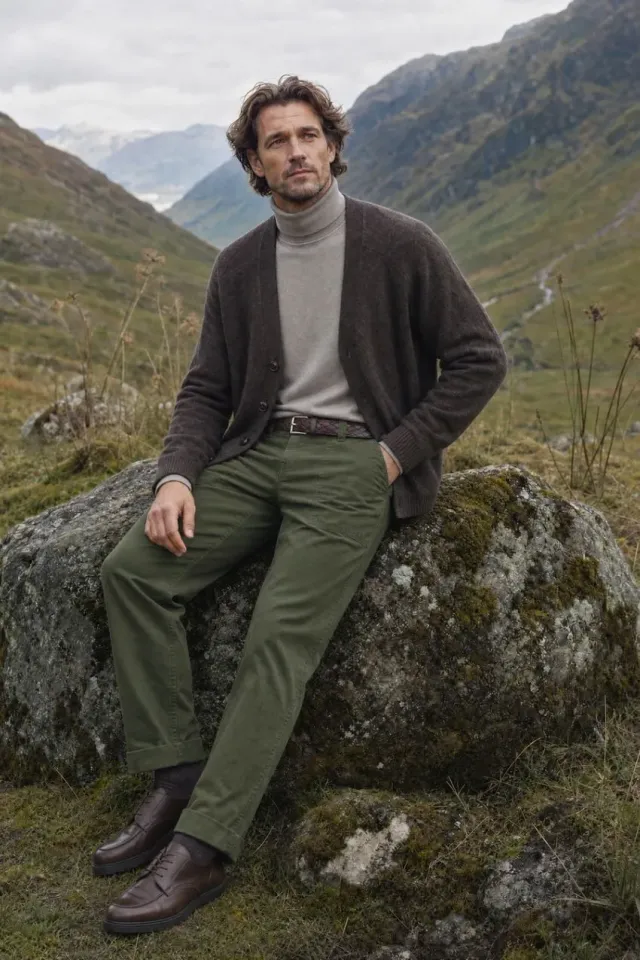 Mason's Prescott chinobukser mørkegrøn relaxed fit