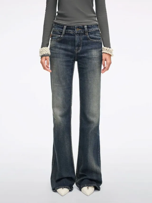 Miss Sixty Flare jeans blå bindebånd stretch
