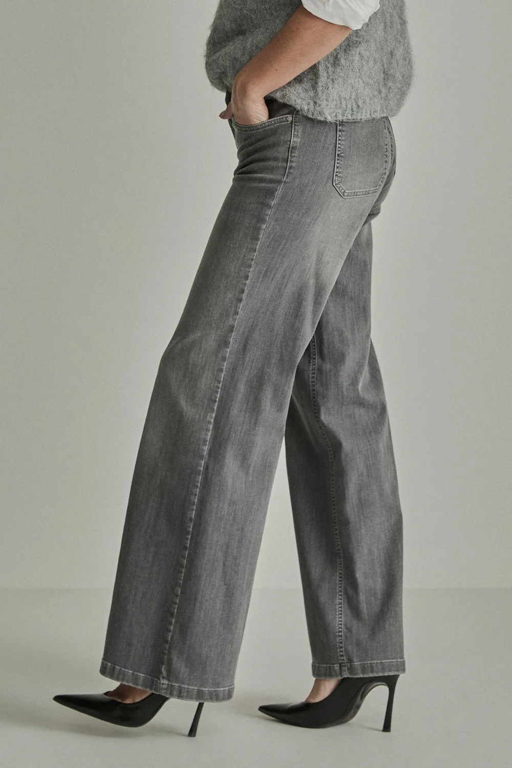 Para Mi Mira wide jeans grey used høj talje str 32
