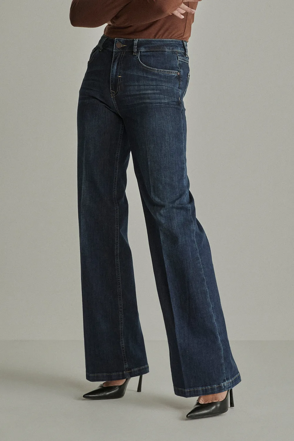 Para Mi Mira jeans Midnight Tide brede ben høj talje