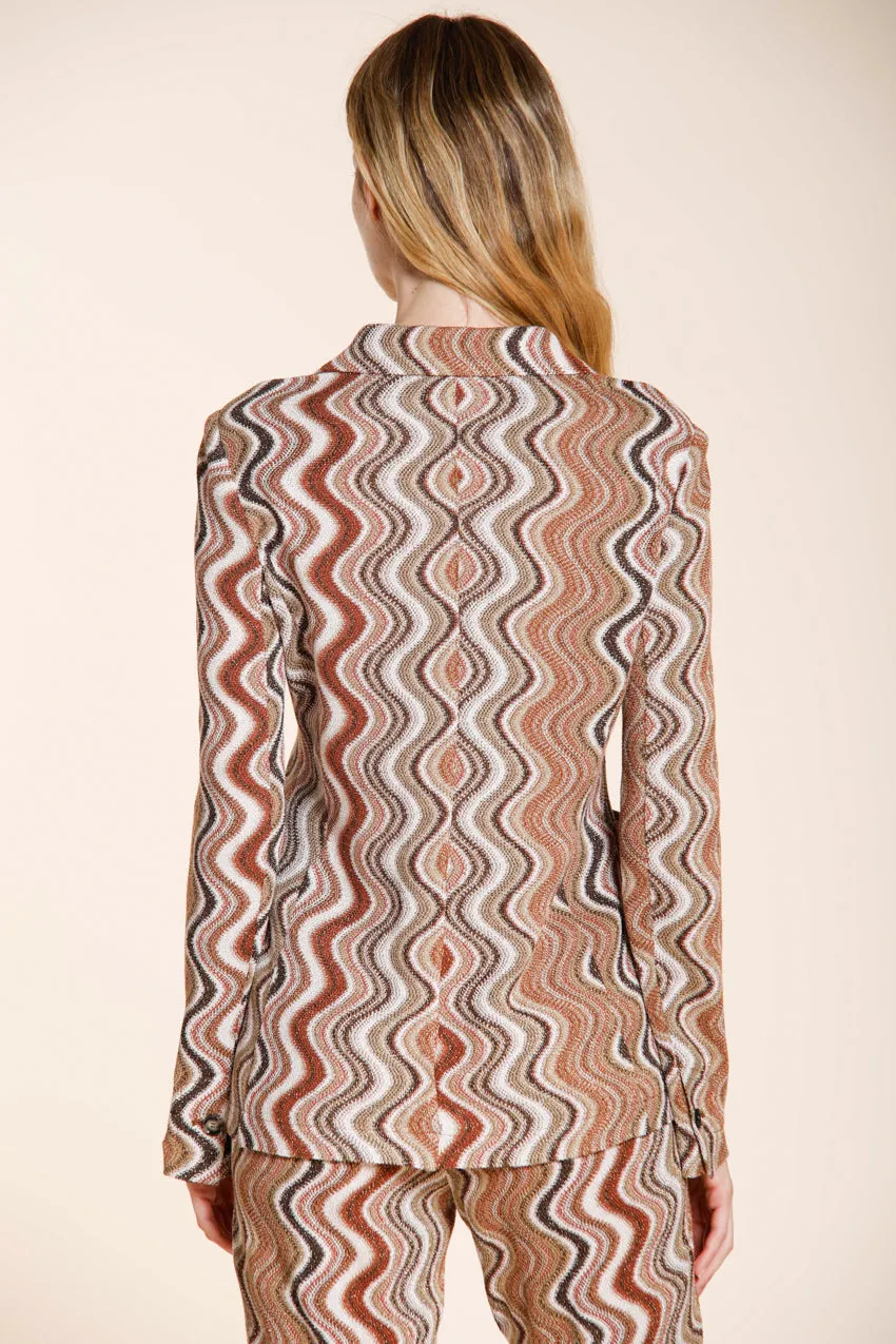 Mason's Helena strikblazer beige lurex bølgemønster