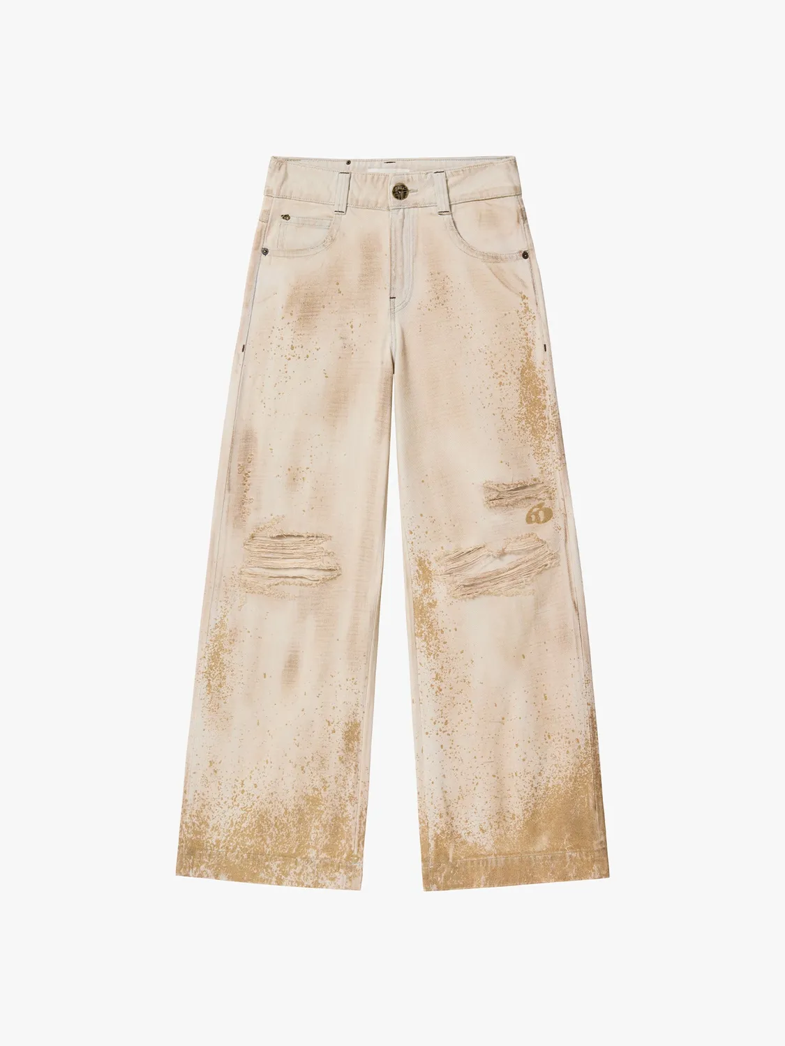 Miss Sixty Espresso straight jeans sand med huller
