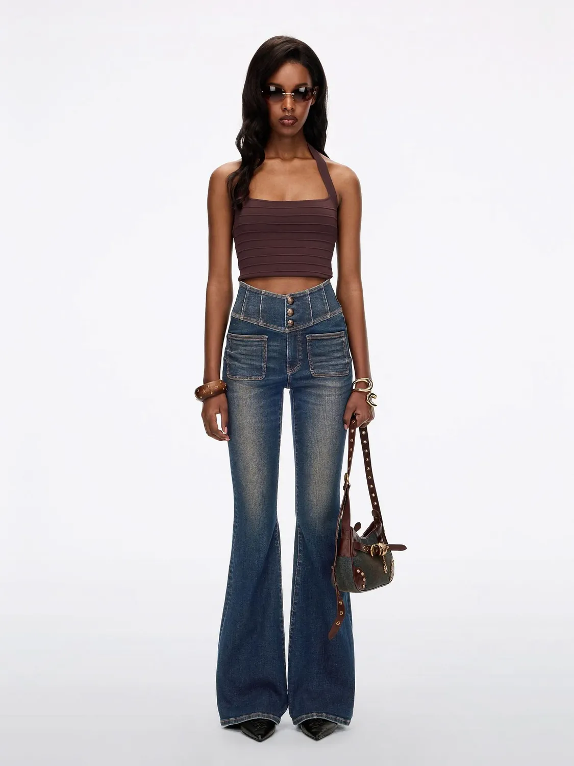 Miss Sixty Glenda Plus 5 flare jeans mørkeblå stretch