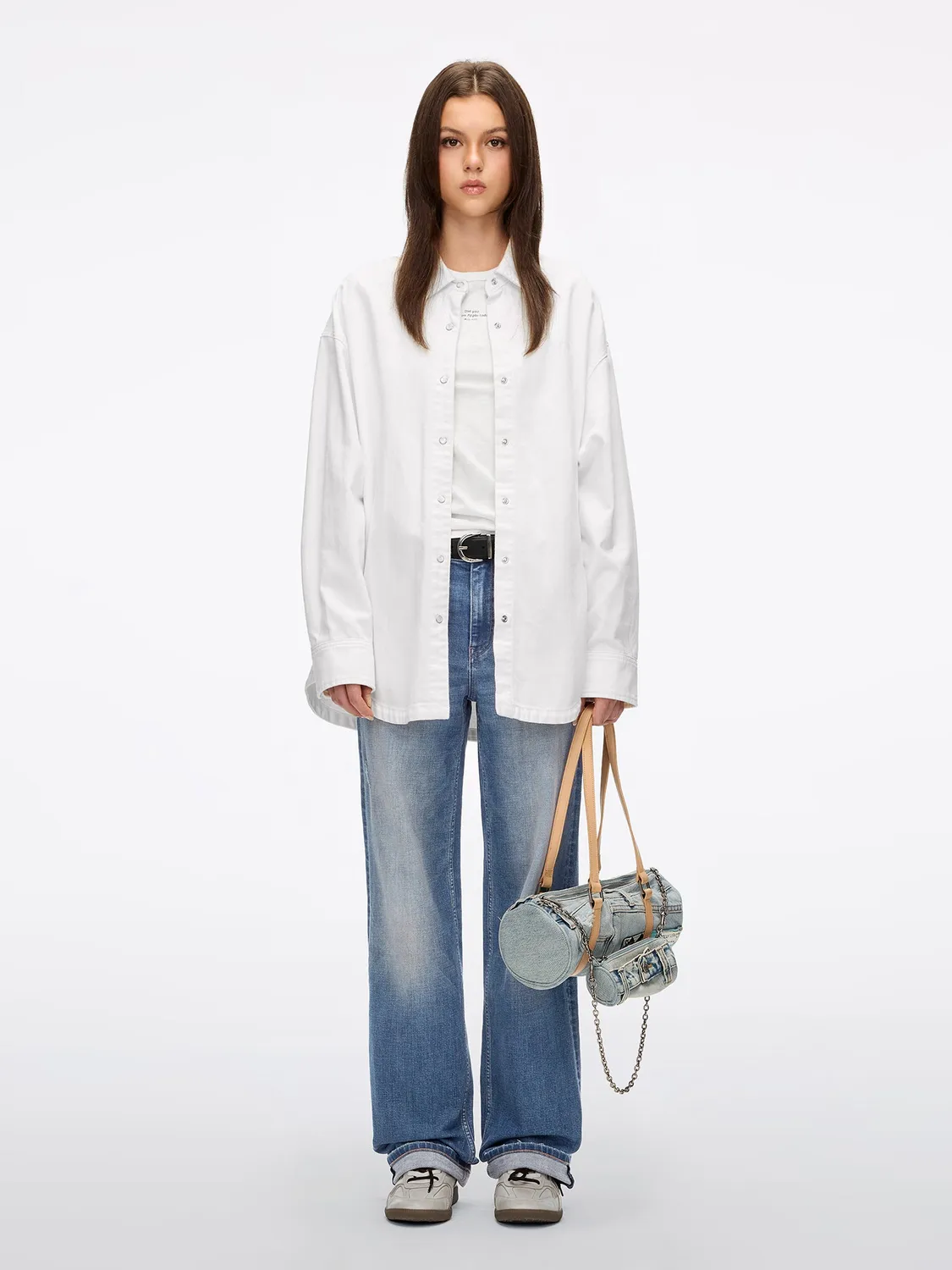 Miss Sixty Logo Denimskjorte hvid regular