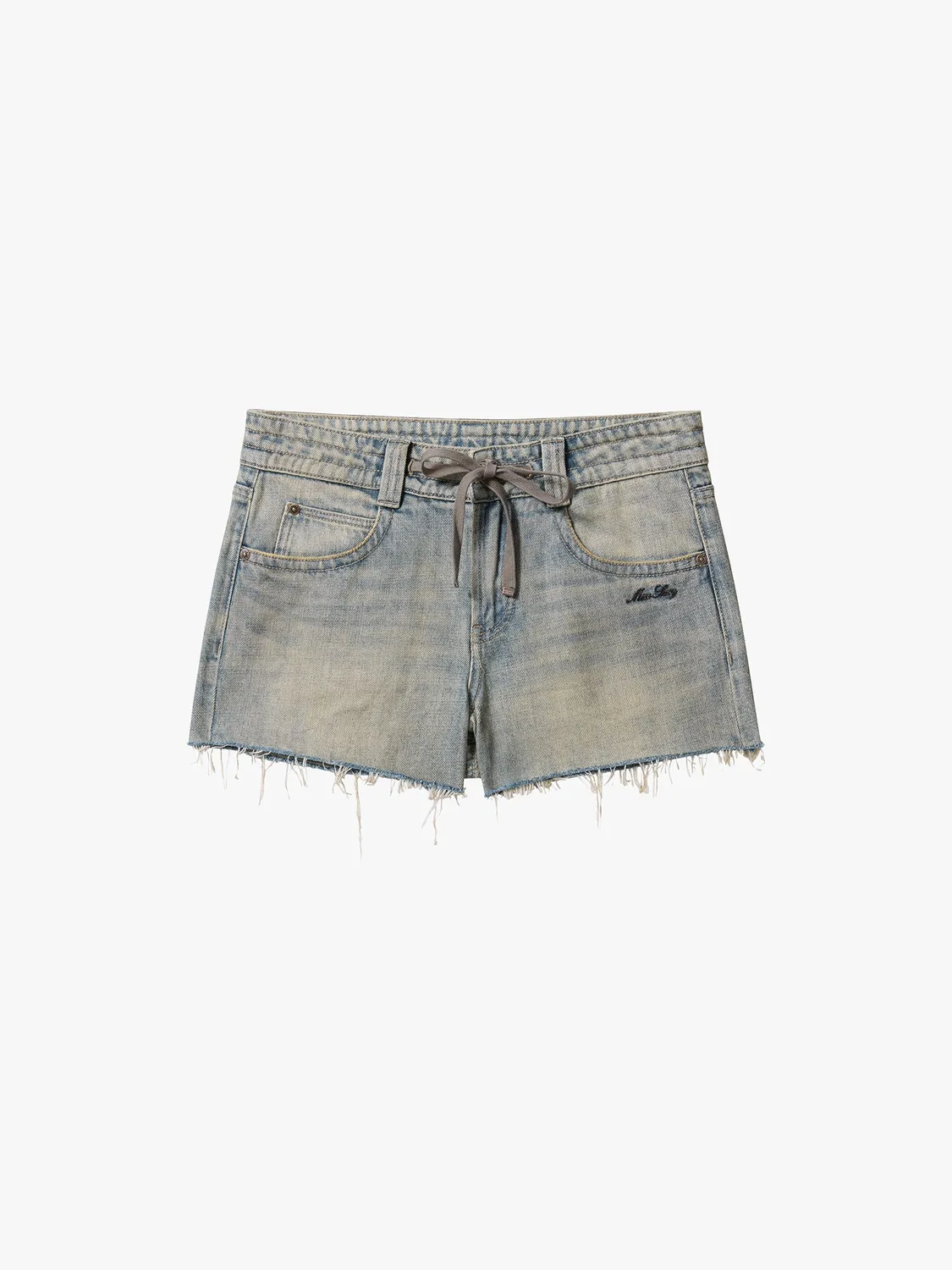 Miss Sixty Lace-up shorts blå bindebånd flosset