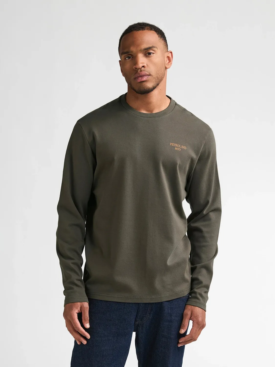 Petrol Industries Miller langærmet T-shirt Royal Navy bomuld