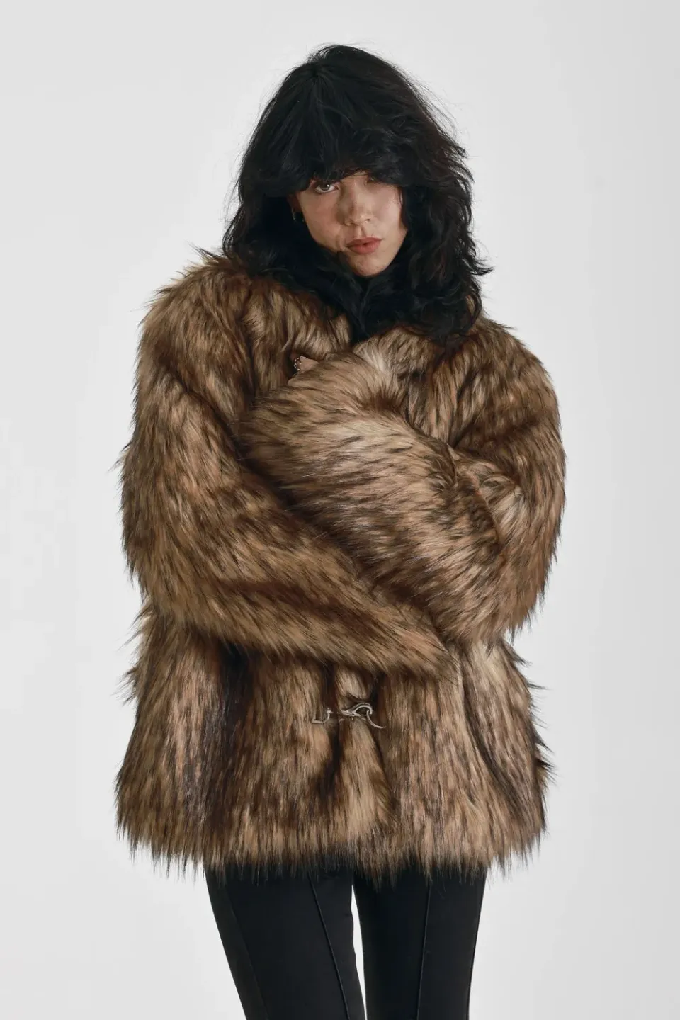 The Ragged Priest Ritual faux fur frakke S brun oversized