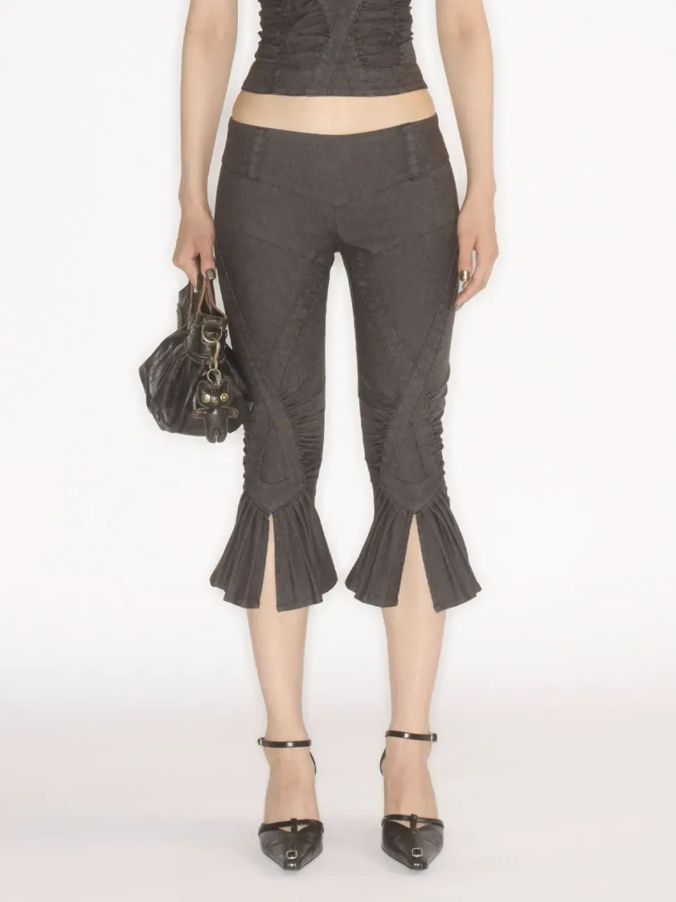 Miss Sixty Slit Flare Capri Pants sort stretch